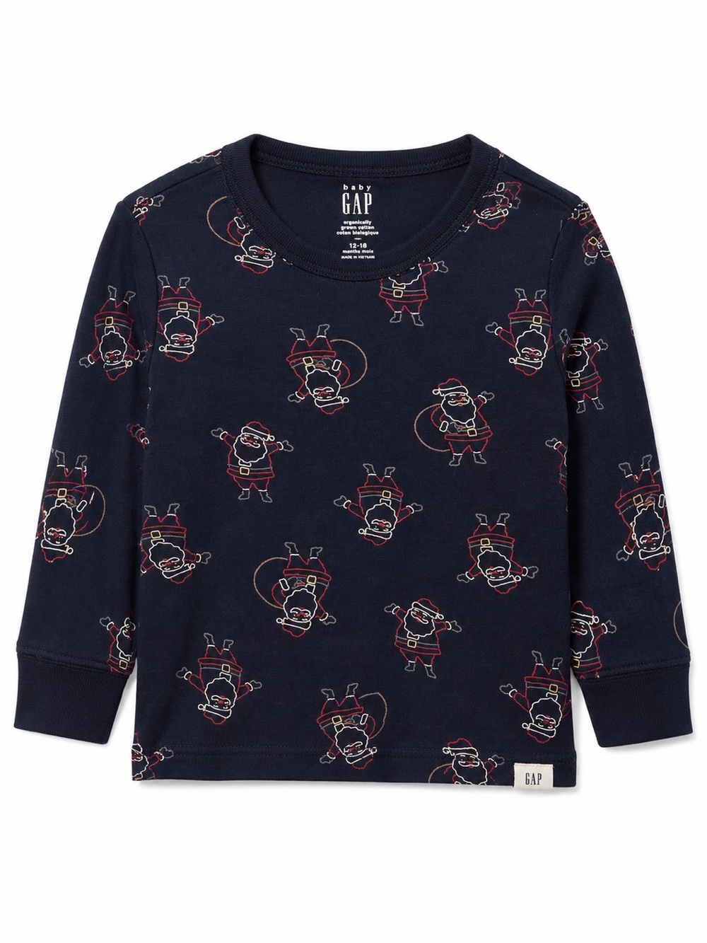 GAP Navy Long-Sleeve Tee with Santa Print